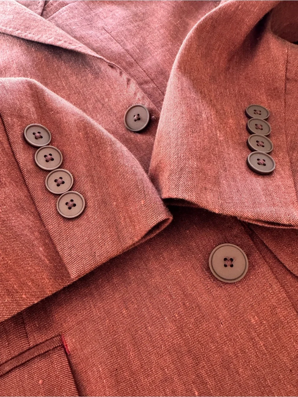 Calvin Klein Slim Fit Linen Blend Suit Jacket Blazer Rust Burgundy Sz 40L